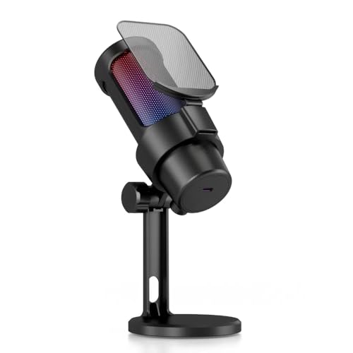 Microphone USB de jeu SEAFRONT noir avec carte son integree et bouton muet
