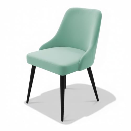 Image of Finch Fox Taskpro Modern Unique Velvet Upholstered Seating Living Room Dining Chair with Black Metal Legs in Pista Color