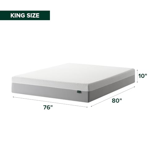 Image of Zinus 10 Inch Green Tea Essential Memory Foam Mattress [New Version], King, Fiberglass Free, Medium Feel, Breathable Airflow Memory Foam, Certified Safe Foams & Fabric, Mattress in A Box