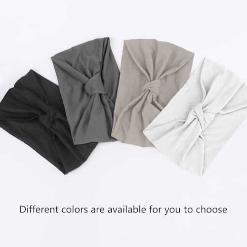 Image of DRESHOW 4 Pack Turban Headbands for Women Wide Vintage Head Wraps Knotted Cute Hair Band Accessories