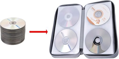 CD Case,96 Capacity DVD Case Portable DVD Hard Plastic Case Holder CD Organizer Wallet Protective DVD Storage (Dark Blue, 96 Capacity) - 5