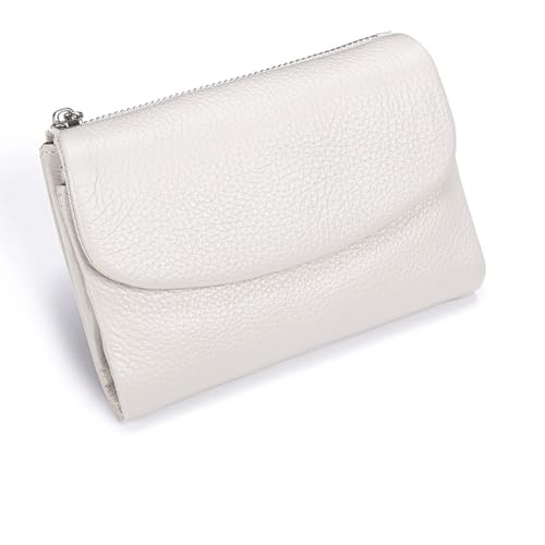 Unisex Pebble Leather Wallet Soft Small Leather Wallet for Women Men Relevantk RFID Anti-Theft Protection Large Capacity Coin Purse Card Holder (Beige)