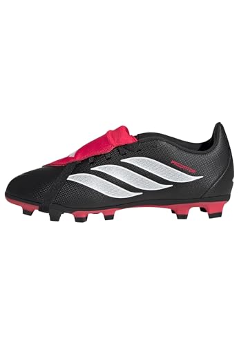 adidas Unisex Kinder Predator Club Fold-Over Tongue Firm Ground/Multi Ground Football Boots Kids, core Black/FTWR White/Lucid red, 34 EU
