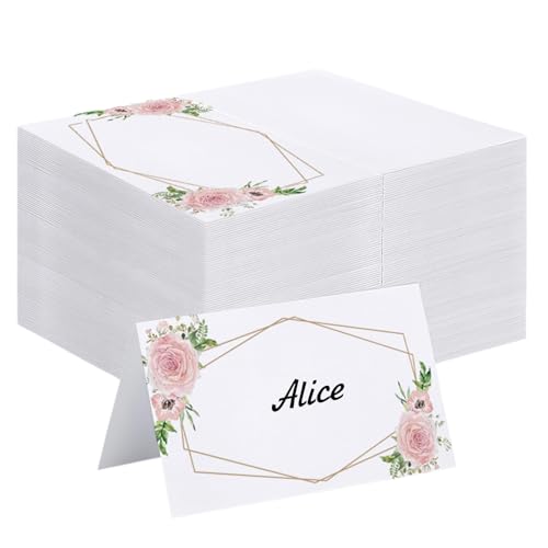 50 Pcs Wedding Name Cards,Flower Table Place Cards for Table Name Card for Table Setting,Name Place Cardss for Wedding Birthday Christmas Party Decorations