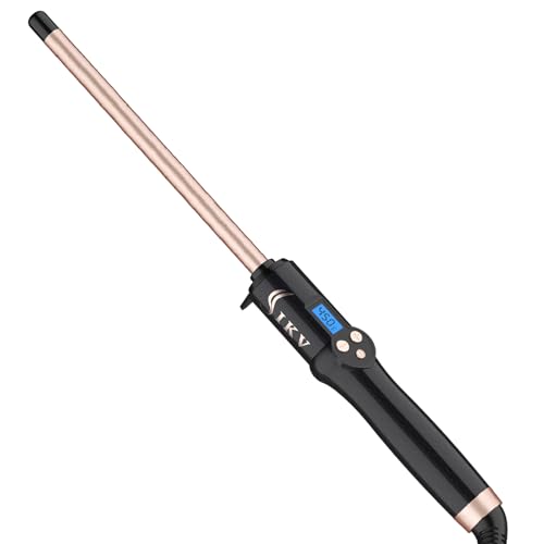 1/2 Inch Curling Wand for Short&Long Hair Dual Voltage Small Wand Curling Iron for Tight Curls Extral Long Hair Curling Iron with Tourmaline Ceramic 10 Adjustable Temp