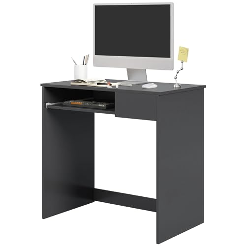 HOMCOM Computer Desk Escritorio para computadora, Madera de ingeniería, Gris, 80 x 45 cm