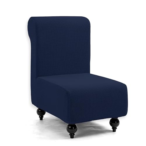 TIANSHU ソファーカバー 1人掛け 肘なし チェアカバー 無地 縦横弾力 ストレッチ フィットタイプ 滑り止め 柔らかい 伸縮素材伸び良く 四季適用 超便利 (1人掛け,ダークブルー)