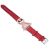 Alasum Orologio da Donna Fashion Cinturino in Pelle Regolabile e Vetro, Design Triangolare Rosso Elegante per Uso Quotidiano e Scuola