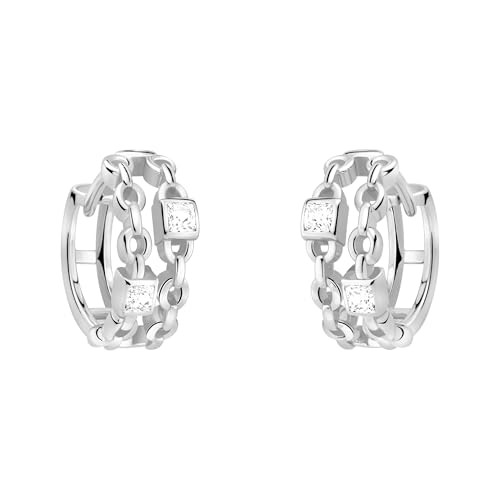 Boucles d'Oreilles pour Femme Argent 925 Créole Chaîne Zircon Pendants Tendances