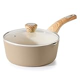 Healthy Ceramic Sauce Pan - Ceramic nonstick surface, safe and non toxic, free of PFOA, PTFE, PFAS, lead, cadmium and other toxic substances that can leach into food. Ceramic coatings feature high hardness, scratch resistance, and wear resistance, en...