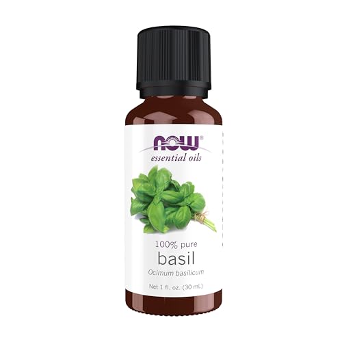 NOW Essential Oils Basil Oil Energizing Aromatherapy Scent Stream Distilled 100% Pure Vegan Child Resistant Cap 1-Ounce