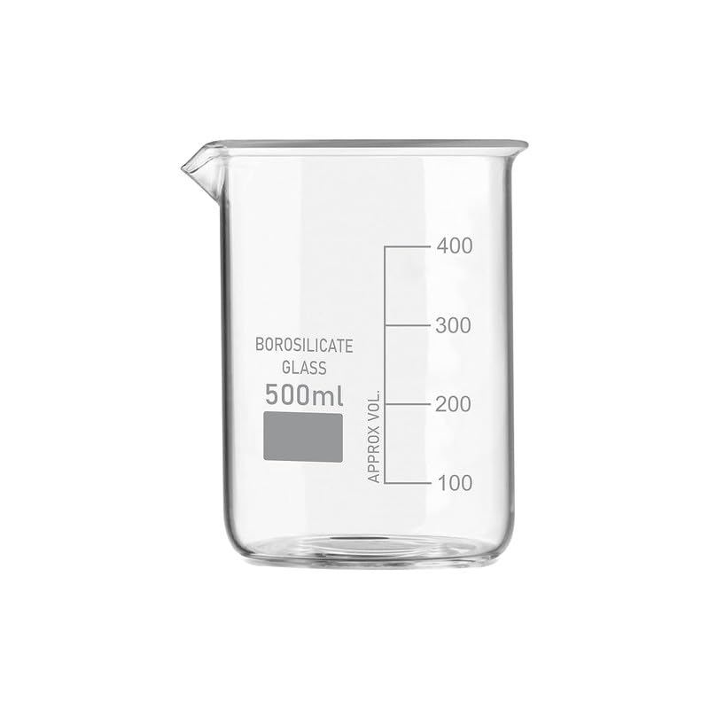 RAWAL'S 3.3 Borosilicate Glass Beakers with graduation marks and spout (500 ML Set 1)