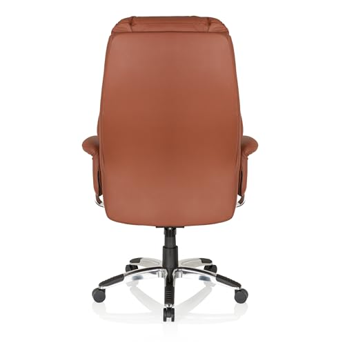 hjh OFFICE 608230 XXL Chefsessel Prado Kunstleder Braun Bequemer Bürosessel mit Dicker Polsterung, hohe Rückenlehne