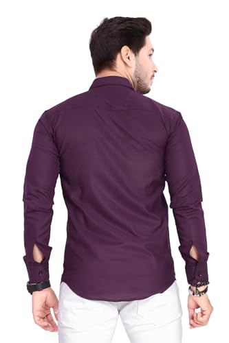 Image of Men's Cotton Spread Collar Full Sleeve Regular Fit Solid Casual Shirt with Double Pockets - Stylish Comfortable Shirt for Everyday Wear