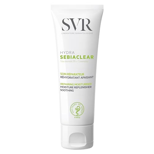SVR Sebiaclear Moisturizing Face Cream - Soothing Moisturizer, Reduces the appearance of marks, with Niacinamide, Hyaluronic Acid and Ceramides for Oily Sensitive Skin, Non-Comedogenic. 1.4 oz.