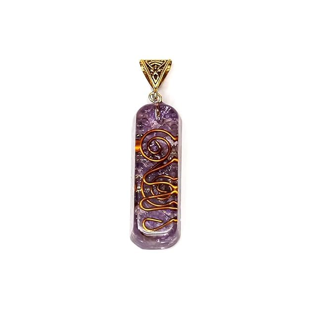 Image of Orgonite Pendant with Power Symbol Handmade Resin Energy Amplifier Necklace