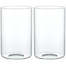 Skelang Clear Lip-less Glass Lamp Shade, Cylindrical Light Cover with Fitter Opening, Replacement for Chandelier, Bathroom Vanity Light, Pendant, Pack of 2