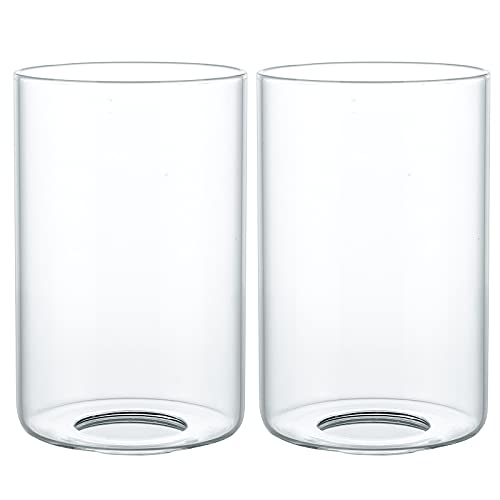 Skelang Clear Lip-less Glass Lamp Shade, Cylindrical Light Cover with Fitter Opening, Replacement for Chandelier, Bathroom Vanity Light, Pendant, Pack of 2 by Skelang - Used condition - US$17.24