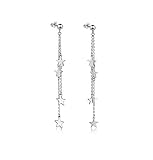 Pendientes plata mujer . Pendientes mujer de longitud: 7.3CM, Pendientes Estrellas Tamaño: 0.7x0.7CM, Pendientes Colgantes Peso: 2g