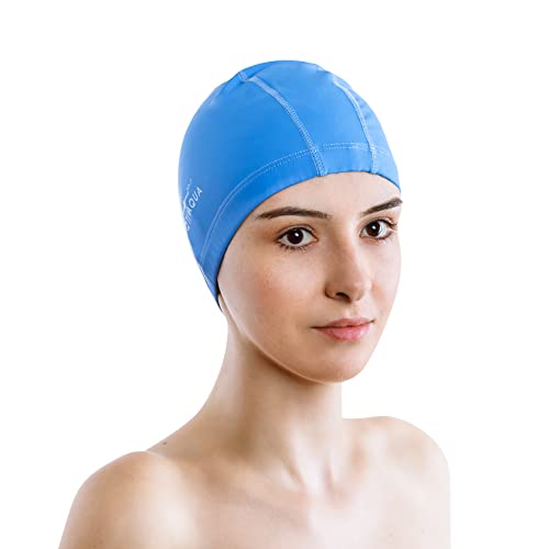 AqtivAqua Kids Swimming Cap for Toddlers & Preschoolers (1-5 Years) Swimming Hat Kids Swim Cap for Little Boys and Girls (Blue color - Image 4