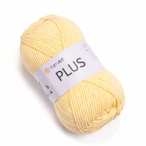 Image of YarnArt Plus Soft Cotton Blend Yarn - 100g (3.5oz) 160m (174yds), 55% Cotton 45% Acrylic - Worsted Weight #4 - Ideal for Amigurumi, Baby Projects, Knitting & Crochet - Durable & Smooth (88-)