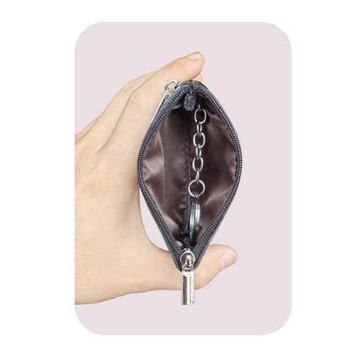 Women's Leather Portable Coin Purse, Pocket Wallet, Zipper Card Holder Wallet with Key Ring4
