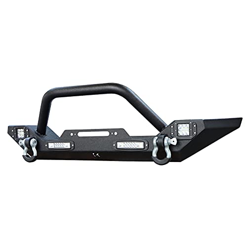 Vijay Front Bumper Compatible With 1997-2006 Wrangler Tj With Winch Seat And Led Lights #TOP3