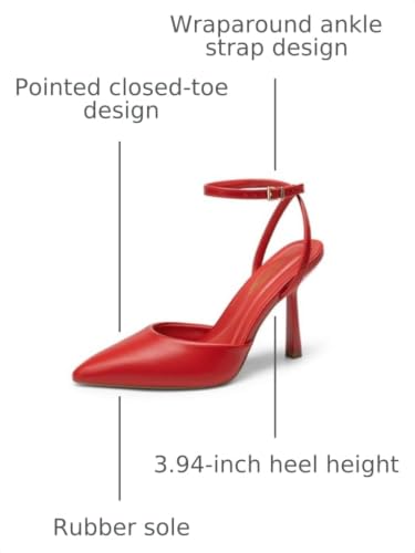 Image of DREAM PAIRS Pointed Toe Heels Ankle Strap Pumps