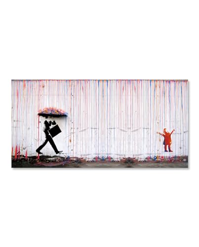 Toile murale Banksy graffiti déco salon pop art et tableau coloré encadré