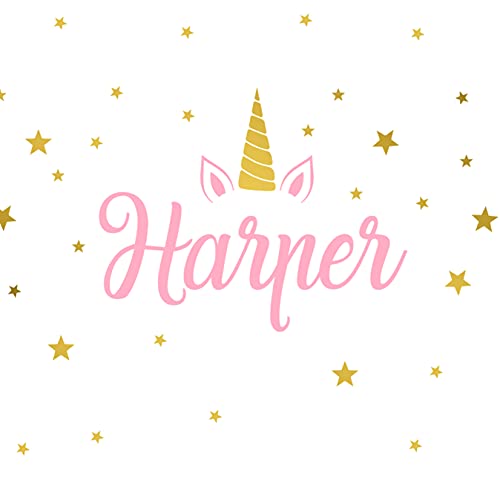 Calcomanía de pared personalizada Unicornio con nombre para habitación infantil