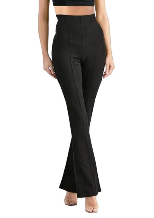 Women High Waist Bell Bottom Pants Comfortable Bootcut Casual Office Daily Trouser Collection-image-29