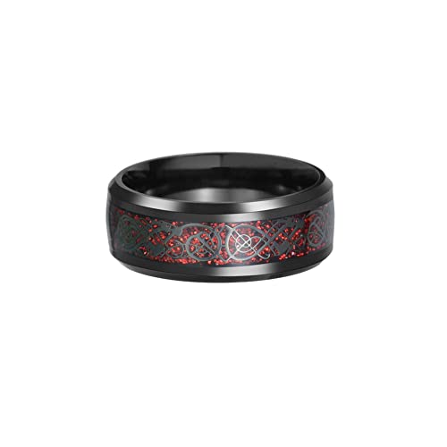 Image of HIJONES Unisex Carbide Fiber Celtic Dragon Spinner Ring Stainless Steel Wedding Spins Band