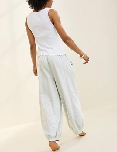 Tanming Womens Baggy Sweatpants Barrel Leg Trousers Elastic Waisted Drawstring Lounge Joggers Pants4