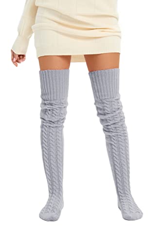Image of Women's Thigh High Knitted Winter Boot Socks Vintage Extra Long Leg Warmer Over Knee High Stockings