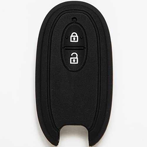 【MALAKO】スズキ スマートキー用シリコンカバー 2ボタン ブラック ワゴンR ハスラー ラパン ルークス ソリオ MRワゴン アルト パレット スペーシア ワゴンアール SUZUKI カバー トヨタ キーケース ニッサン 鍵 キーカバー キーレス 25 (ブラック)