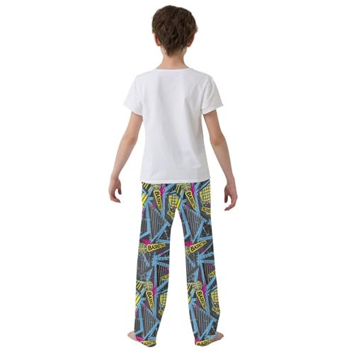 ZZXXB Retro Basketball Boys Long Pants Soft Trousers Elastic Waist Kids Lounge Bottoms with Pockets S-XL3
