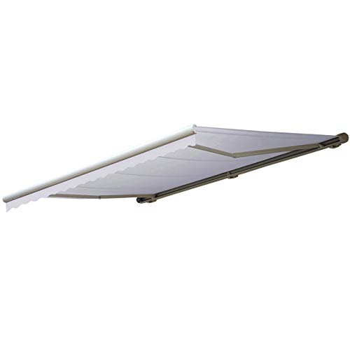 Mendler Elektrische Kassetten-Markise T123, Vollkassette Volant 4,5x3m - Acryl Creme