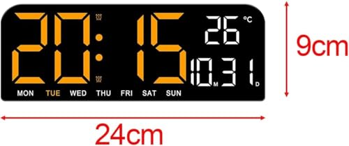 Image of EASEPRES Digital Wall & Table Clock with Dimmable LED Display (4 Levels), Dual Alarm, Temperature, Date & Day, Countdown Timer | Plug-in Modern Wall Clock for Home, Living Room & Office (Orange,10 inch)