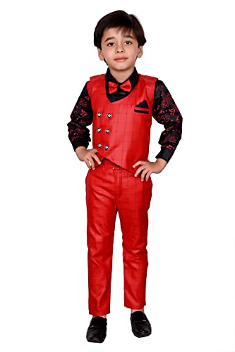 Image of Stylish 3-Piece Waistcoat, Shirt, Trouser and Bow-Tie Suit Set VC003