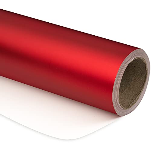 Ruspepa Red Christmas Wrapping Paper - Solid Color Matte Metallic Red Paper Roll, Perfect For Valentine'S Day, Wedding, Birthday, Christmas, Baby Shower, Anniversaries - 17 Inches X 32.8 Feet