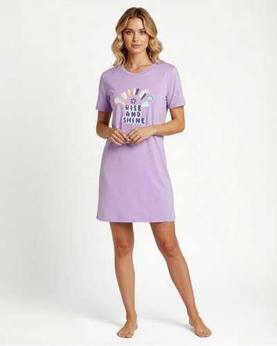 Image of Real Essentials 3 Pack: Women's Short Sleeve Nightgown Dress - Nightshirt Pajama Sleep Shirt Sleepwear (Available in Plus)