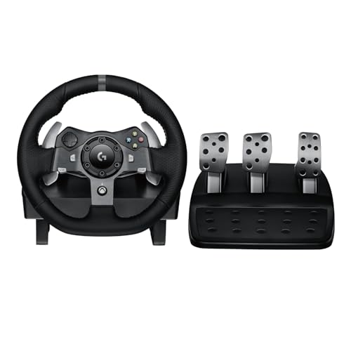 Logitech G920 Driving Force Racing Wheel with Floor Pedals, Real Force Feedback, Leather Steering Wheel Cover for Xbox Series X/S, Xbox One, PC, Mac - Black