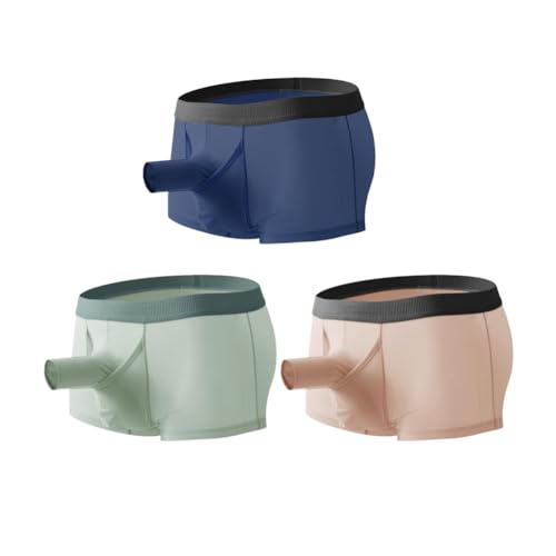 Men's Dual Pouch Underwear Breathable Bulge Boxer Briefs Separated Pouch See-through Trunks