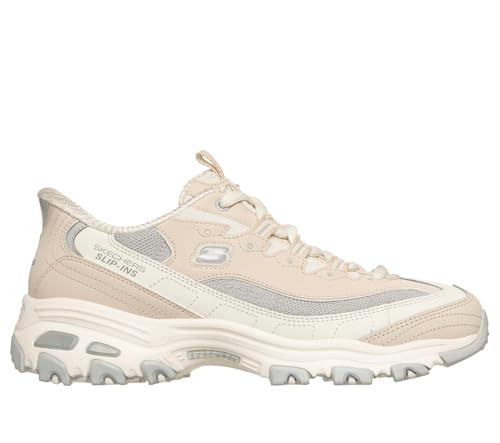 Skechers Donna Slip-Ins: D'lites - Smooth Nostalgia Sneaker In Naturale/Grigio, Taglia 37 - 4