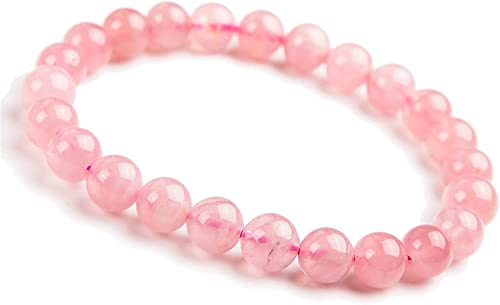 Bracelet cristal quartz rose naturel 8mm comme idée cadeau d'anniversaire