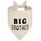 Agroon Big Brother Dog Bandana Beige Large 1PCS, Adjustable Triangle Scarf, Pregnancy Announecment, New Baby for Family.