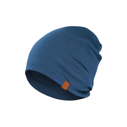 menique 100% Merinowolle Beanie Mütze Damen – Laufmütze Herren, Thermo Wintermütze, Weiche Atmungsaktive Merino Mütze Dünn, Leichte Funktionsmütze für Skifahren, Joggen, Radfahren, Denim