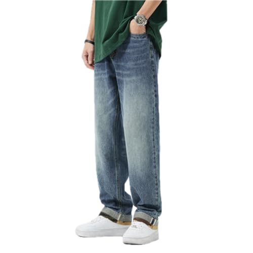 Jeans Pants Trousers Denim Rear Pocket Camouflage for Men's Niche Design Sense Washed Loose Straight Down Commuter Wear2