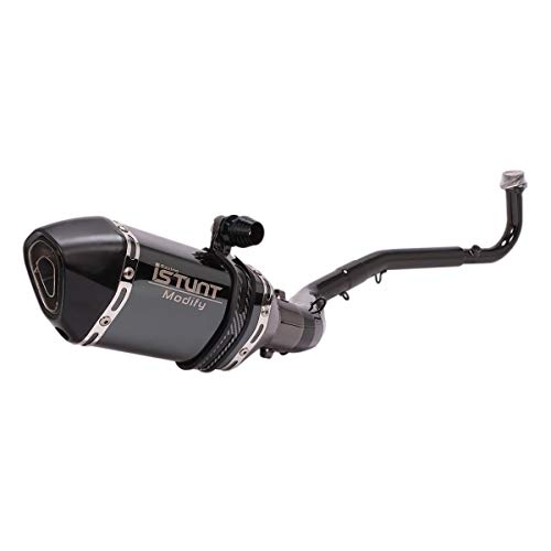 ISTUNT Motorcycle Full Exhaust System Pipe for KAWASAKI Z125 2013-2018 Z125 PRO 2019-2021 with Baffle Muffler (Glossy Black)