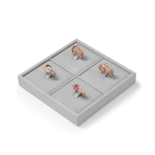 Microfiber 4 Slots Jewelry Pendant Display Tray Jewelry Necklace Organizer Display Tray Professional Display Props(Beige-01)